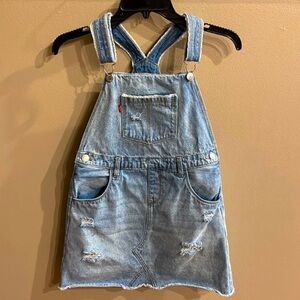 LEVI’S youth girls denim jean Skirtall distressed 5 pocket light blue denim 12